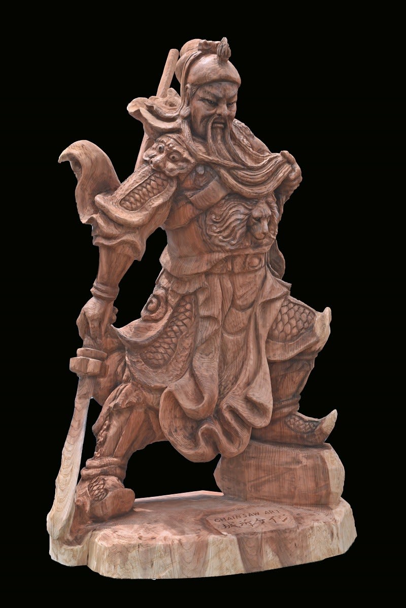 特別注文彫刻 関羽像 - CHAINSAW ART JAPAN・ケイジの仕事記録