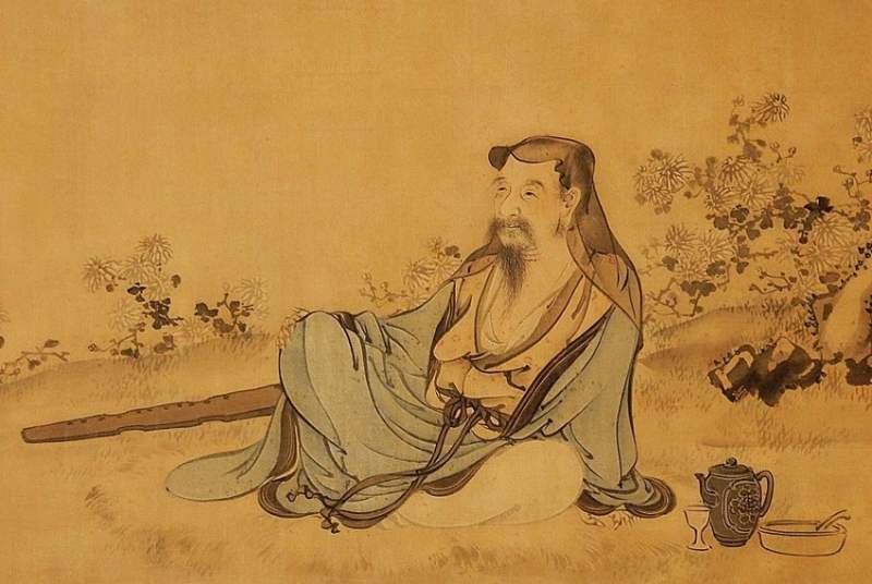 不遇の時代の作品 陶淵明図 寺崎廣業筆 明治22年作 - 夜噺骨董談義