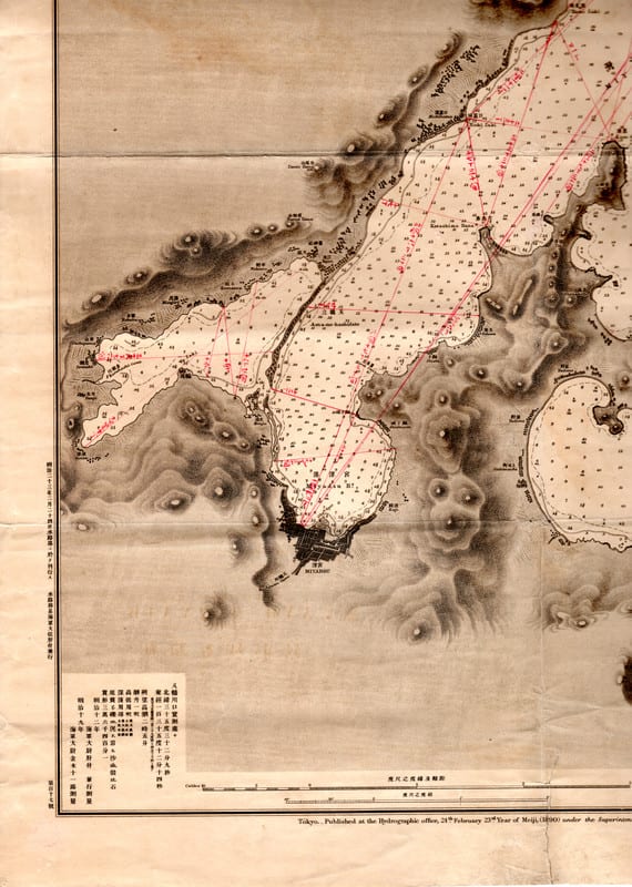 G－178 古地図 海図 宮津湾及近海 明治12年 - 新日本古地図学会
