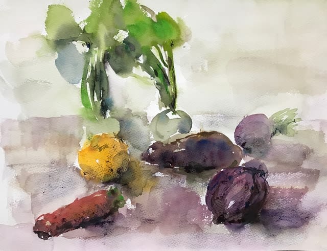 メルカリ 絵画 絵 額付き (黒）油絵 uF6-060903 静物（野菜）