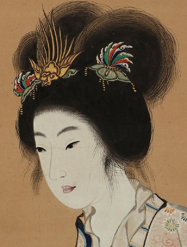 唐美人図 寺崎廣業筆 明治20年(1887年) - 夜噺骨董談義 唐美人図 寺崎廣業筆 明治20年(1887年) - 夜噺骨董談義