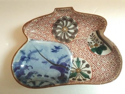 古九谷瓢形中皿(5客) ～藍九谷転じて古九谷となる～ - 遅生の故