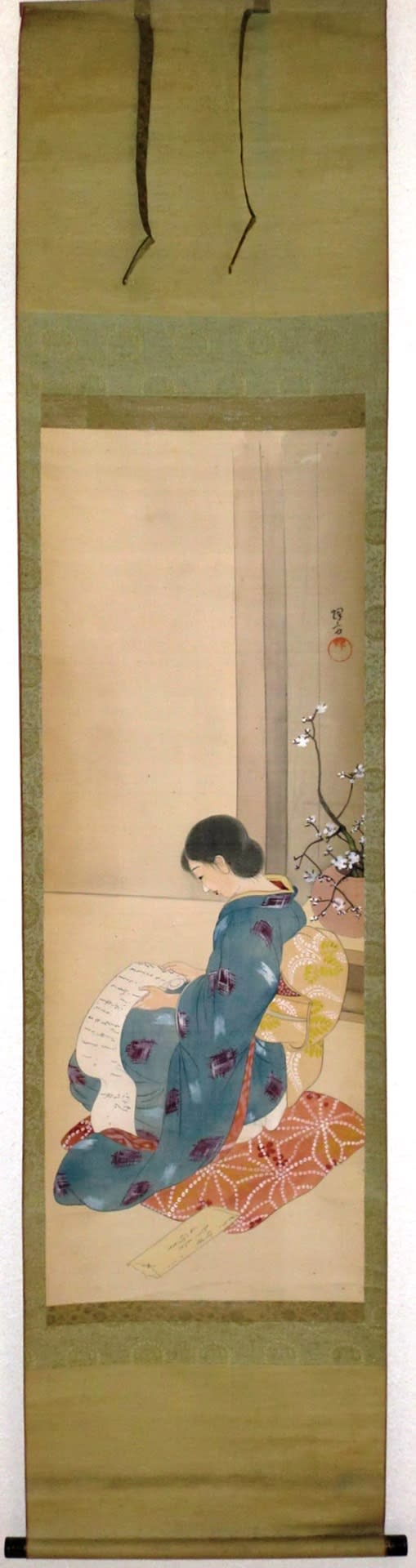 文読む女之図 池田輝方筆 - 夜噺骨董談義