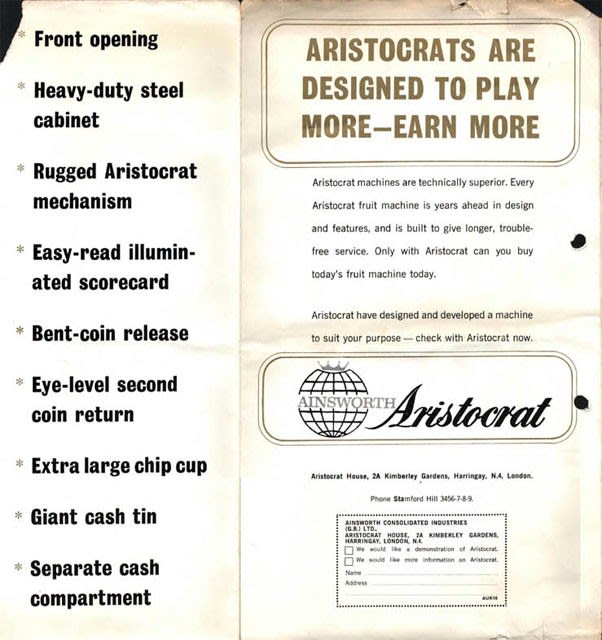 1966年のアリストクラート （Aristocrat） - オールドゲーマーの