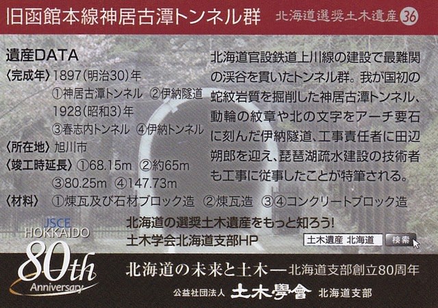 土木遺産No.36.（最終）旧函館本線神居古潭トンネル群 - 健康に