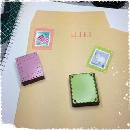 なごおわサークルで切手枠はんこ作ります おんかんしゃん なごおわサークルで切手枠はんこ作ります おんかんしゃん