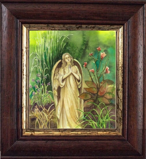 絵画販売・水彩画 「薔薇の花」 「花と天使」 - アトリエ