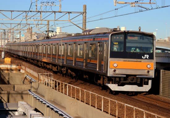列車通り　京葉線 京葉線開業30周年・武蔵野線開業40周年ヘッドマーク付き列車