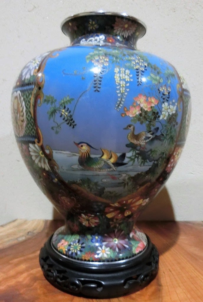 安藤七宝焼 花鳥文花瓶 - 夜噺骨董談義