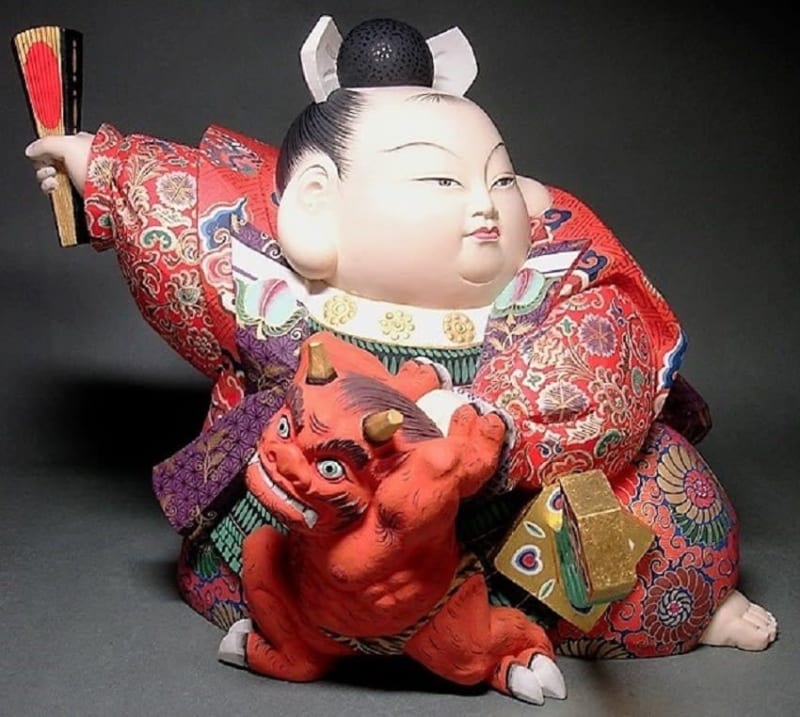人気商品の中古品・新品・未使用品 時代物/無銘/平田系/「桃に座る金太郎」/日本人形/玉眼/ガラス目/生 その他