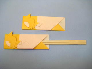 ネコの箸袋おりがみ 創作折り紙の折り方 ネコの箸袋おりがみ 創作折り紙の折り方