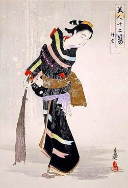 浮世絵、美人十二姿文月、右田年英画