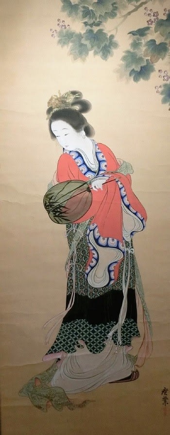お気に入りの作品 桐下唐美人図 寺崎廣業筆 大正4年(1915年)頃 お気に入りの作品 桐下唐美人図 寺崎廣業筆 大正4年(1915年)頃