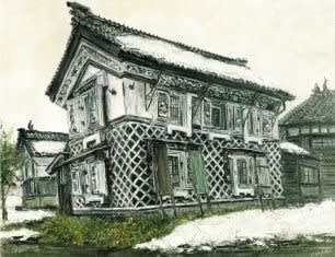 早津 剛 雪国の民家「油絵、水墨画」 - 阿賀野市ブログ応援隊