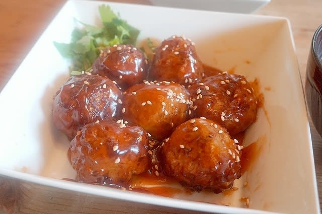 dancyuのレシピを適当にお借りして、甘酢あんかけ肉団子の定食