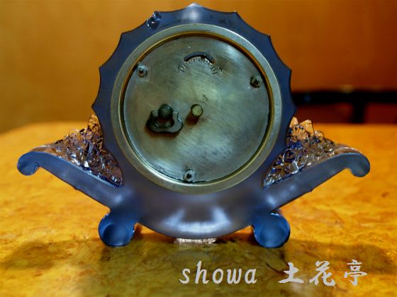 【未使用品】 - トレードマークTC（東洋時計）青ガラス置時計 古物商 土花亭 showa 一般