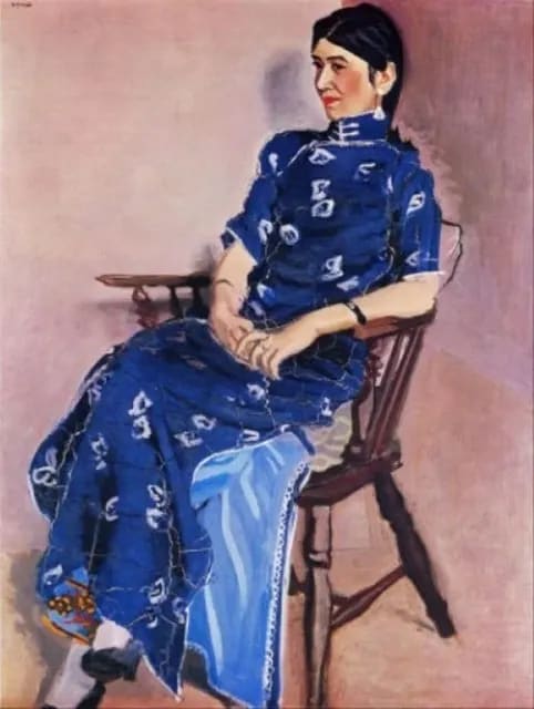 山岸正巳「西洋人形」油彩 F3号 作 人気画家 師:安井曽太郎 道庁