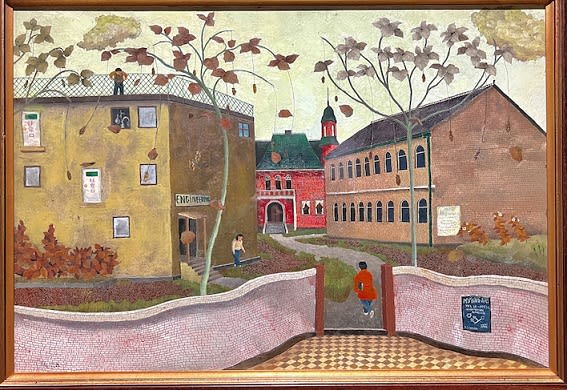 アンドレ・ボーシャン 板画油彩画『田園風景』 （ぽかぽか春庭