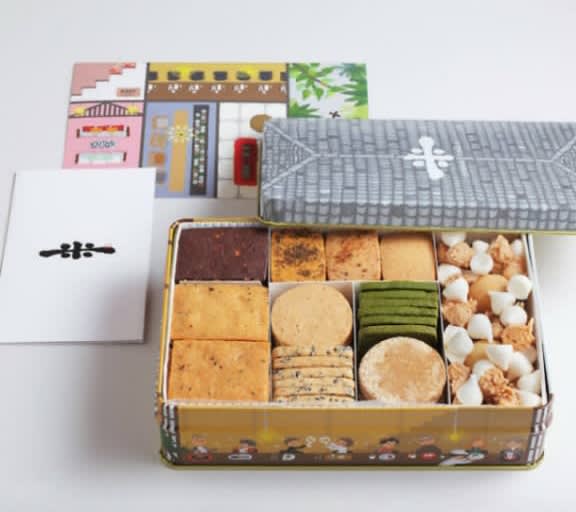 ヨネムラ 目ざとく 米村 オリジナルクッキー缶 菓子缶