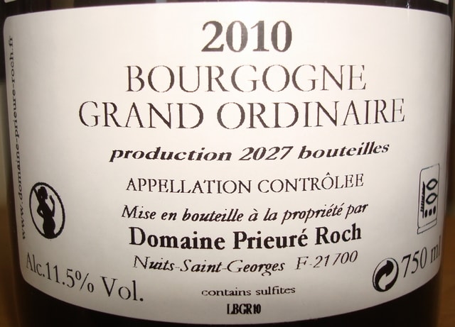 【新品未開封・送料無料】 Prieure Rouge Ordinaire Grand Bourgogne Roch 個人的 - 2010 ワイン