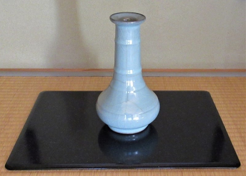 中国 南宋 官窯 青磁 金絲鉄線 氷裂文 建水 時代箱 C R7755