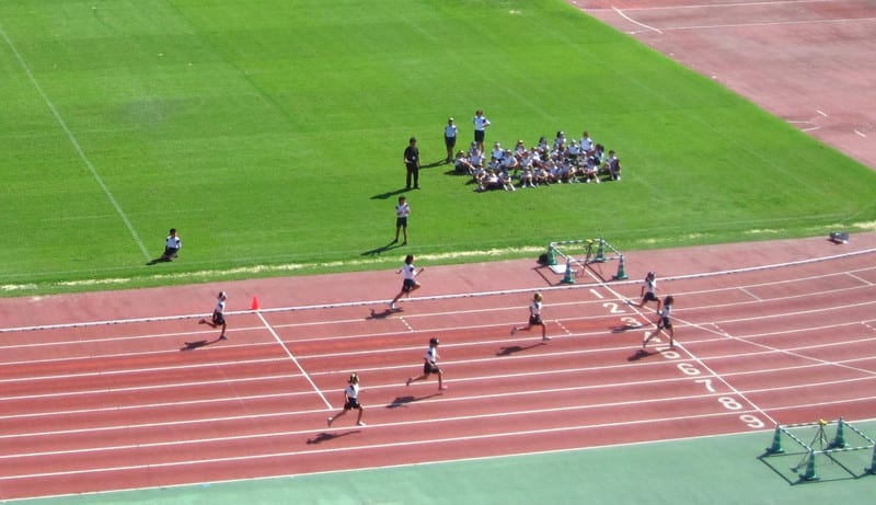 ライン引き 点線 5cm幅 ひっぱら 運動場 校庭 学校 陸上競技