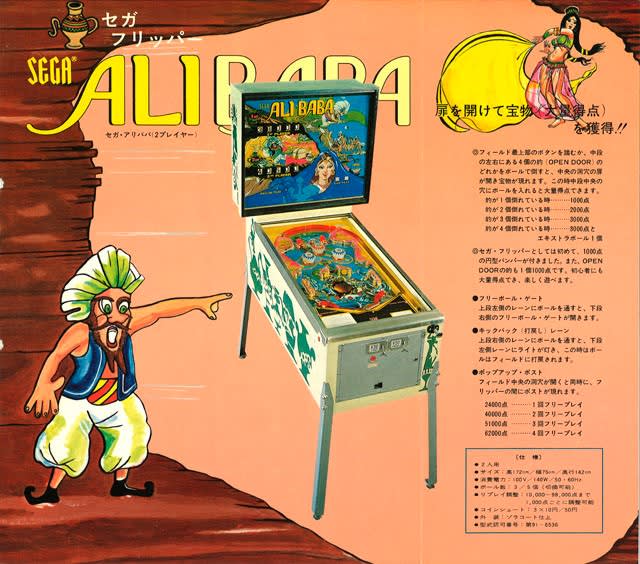 初期の国産ピンボール機:Ali Baba(SEGA、1973) - オールド 初期の国産ピンボール機:Ali Baba(SEGA、1973) - オールド