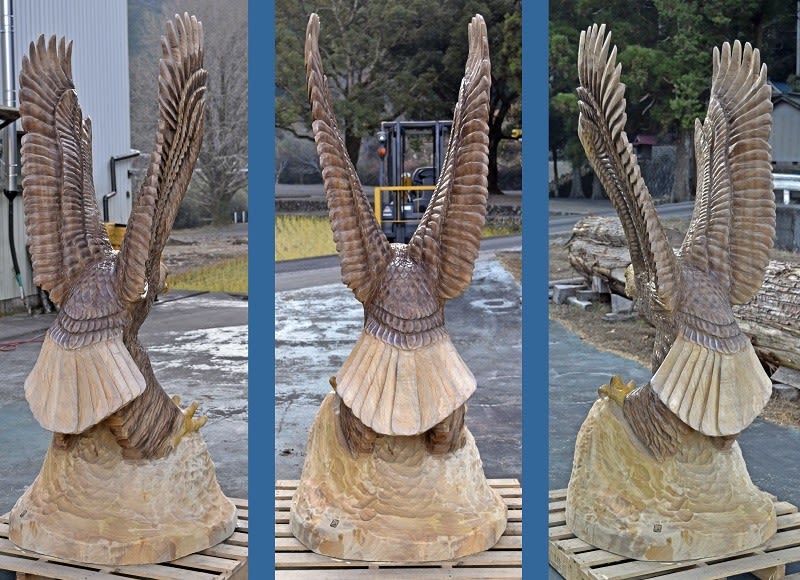 最新作品 オジロワシ 木彫刻（チェンソーアート） - CHAINSAW