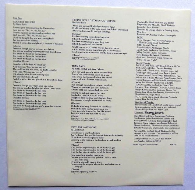 紙ジャケットCD「ターン・バック」（TOTO） - 10センチ
