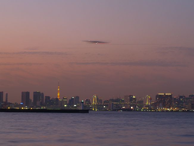 城南島海浜公園 夕景から夜景へ 初心者の写真