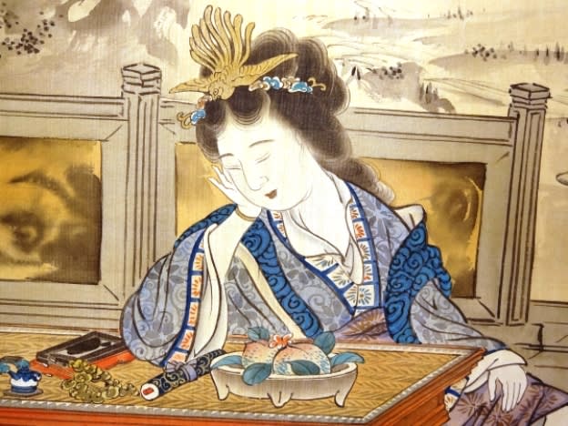 西王母・東方朔図 大西椿年筆 - 夜噺骨董談義