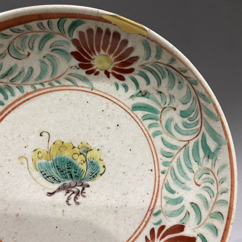 古九谷 古伊万里 伊万里 赤絵 華の図 中皿 蔵出し 3客