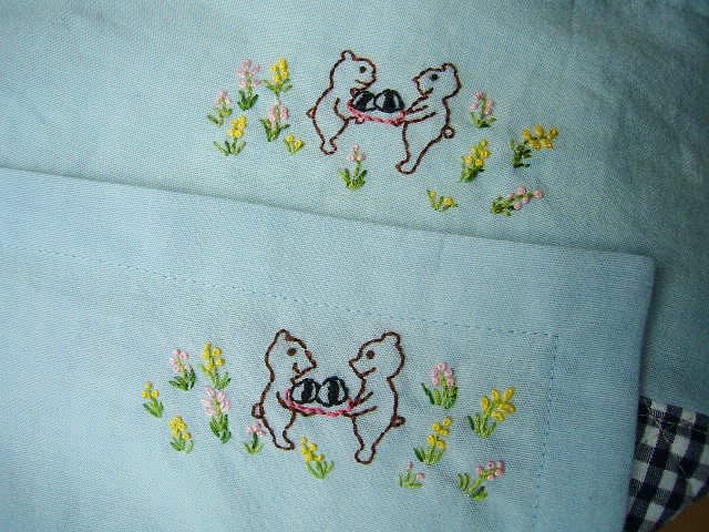 ワンポイント刺繍のお弁当袋セット - twins*mamaのハンドメイド生活