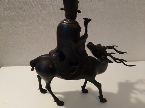 金工9 古銅寿老人鹿のったり香炉 - 遅生の故玩館ブログ