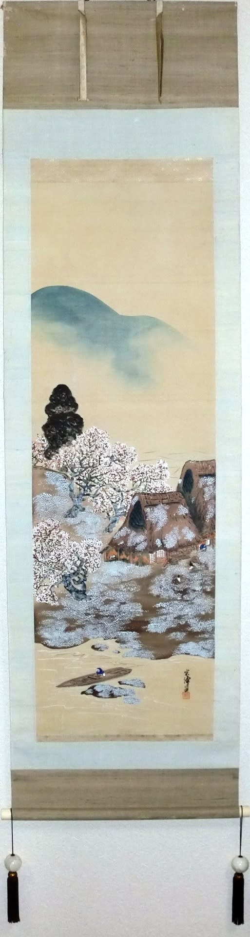 山村春色之図 久保田米僊筆 - 夜噺骨董談義