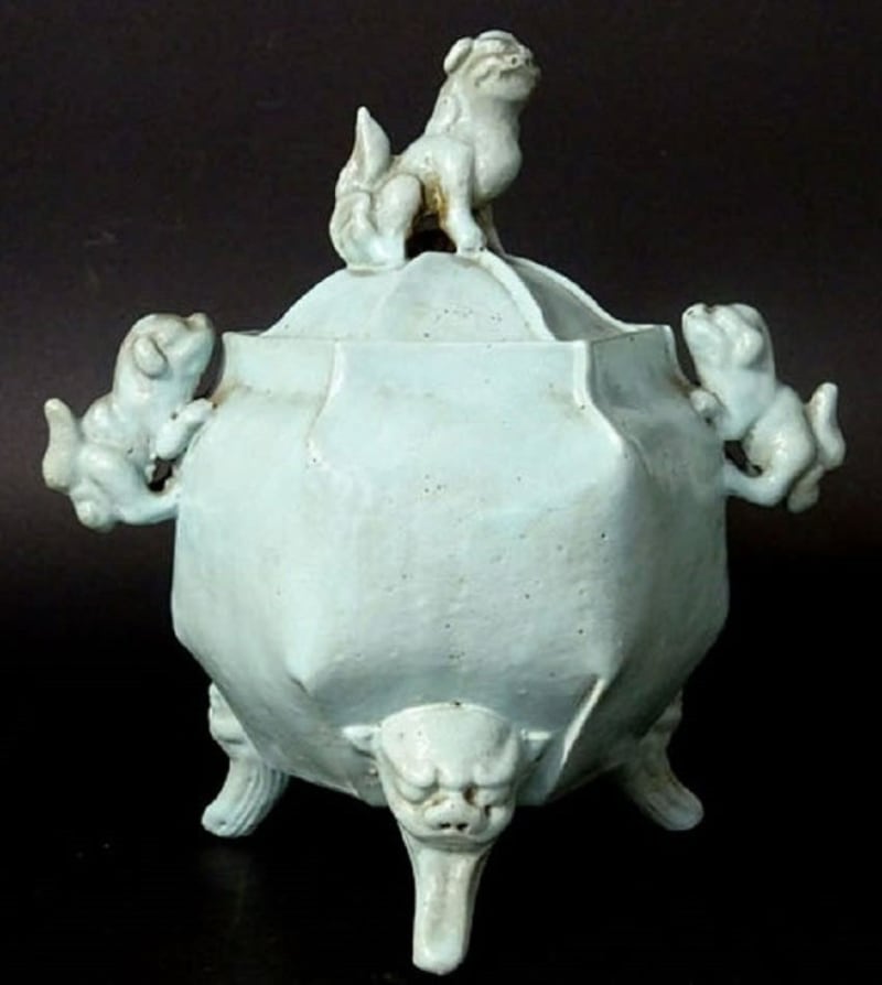 萬古焼 桃図七寸菓子鉢 伝森有節作 - 夜噺骨董談義