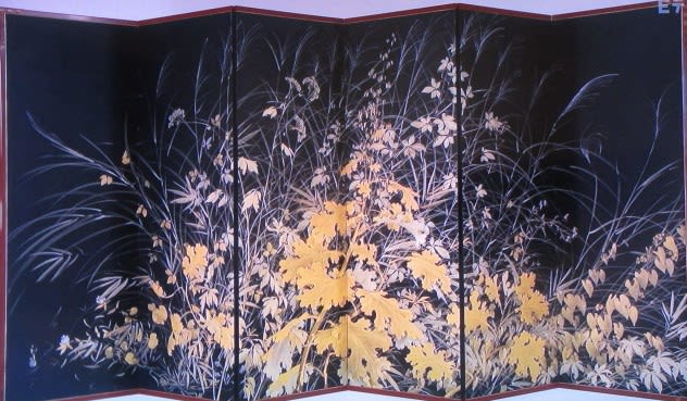 川端龍子「梅花小禽図」複製画 額入り 色紙額 特殊工芸画