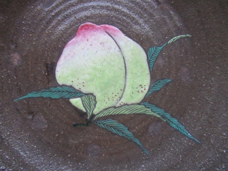 古萬古 萬古焼 茶碗 有節萬古 桃文様 茶道 絵鉢 古美術 明治