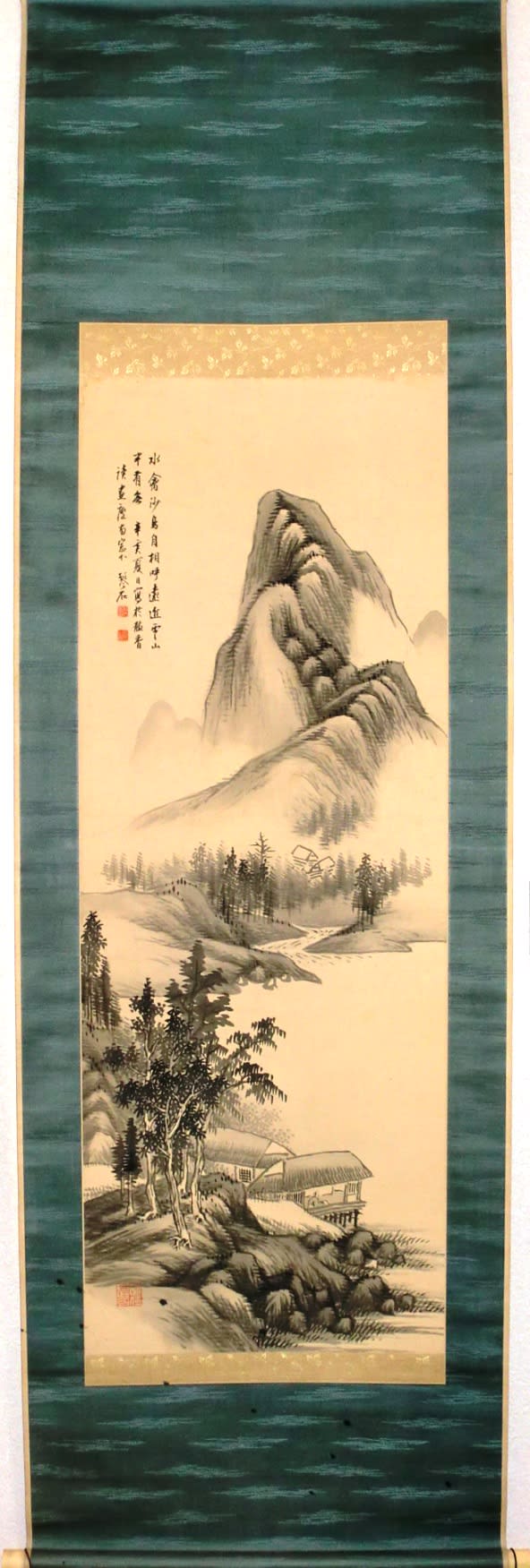 超熱 掛軸 掛け軸 森琴石 絵 書道 書 茶掛 茶の間 骨董品 松 松の木 書
