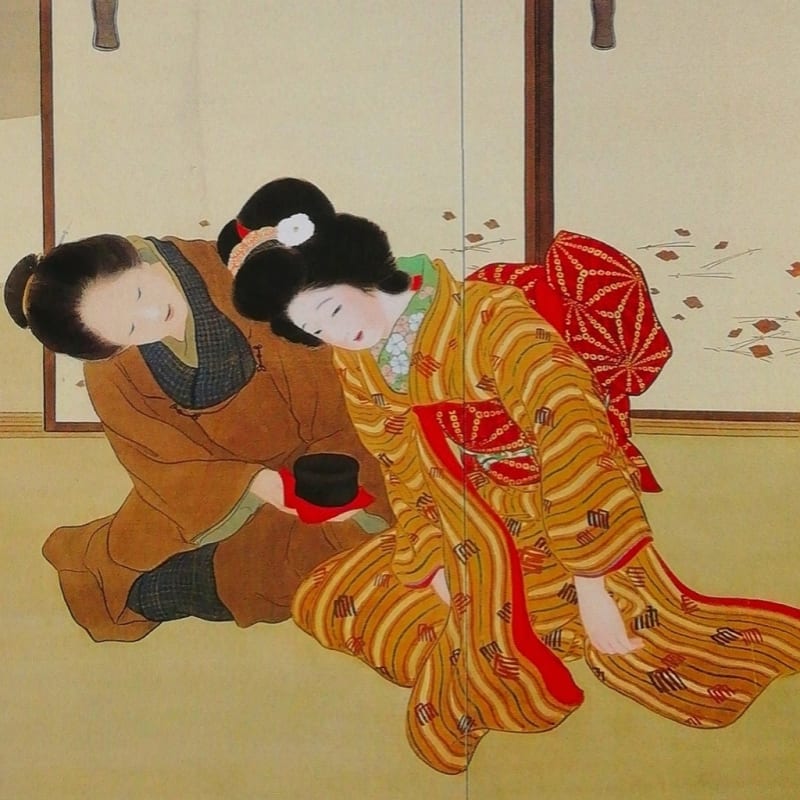 【クーポン対象外】 美人画 村田秀峰 日本画 鏡を持つ舞妓 真作 - 小物入れ 小物入れ