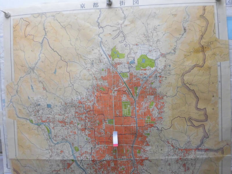 京都市街図 1958年 昭和33年3色刷り 大図 郷土歴史資料として