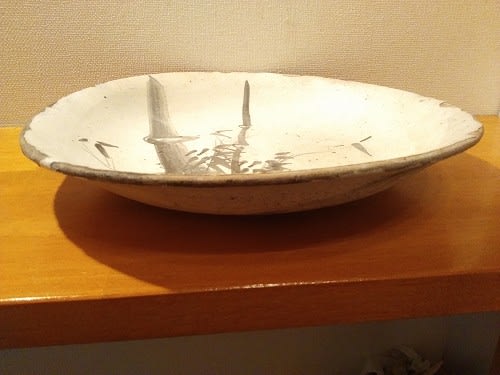 皿(石皿？) 竹絵 工芸品