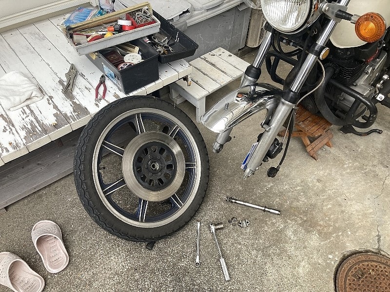 XS250フロントタイヤ更新2023 - YAMAHA XS250SPL