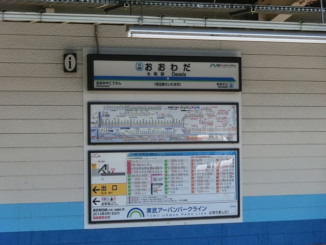 東武野田線ホーム番線案内板
