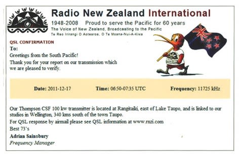 RNZ Pacific Eベリカード - BCLとベリカードの楽しみ RNZ Pacific Eベリカード - BCLとベリカードの楽しみ