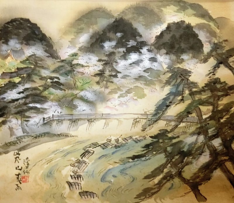 大人 可愛い 服 富田渓仙筆 絹本彩色画【嵐 山 風景画】東京美術 大人 可愛い 服 富田渓仙筆 絹本彩色画【嵐 山 風景画】東京美術