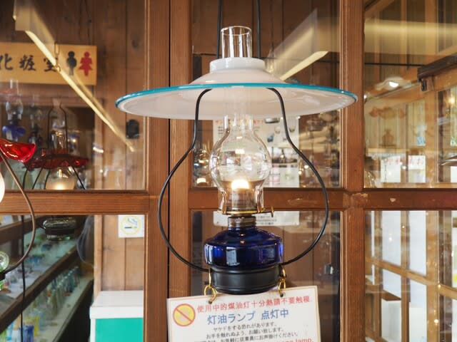 北一硝子 オイルランプ ブルー 灯油ランプ 小樽