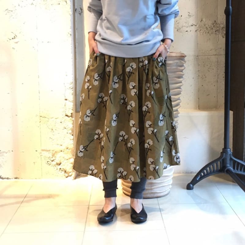 marble sud サシコットン ギャザースカート - ひざ丈スカート