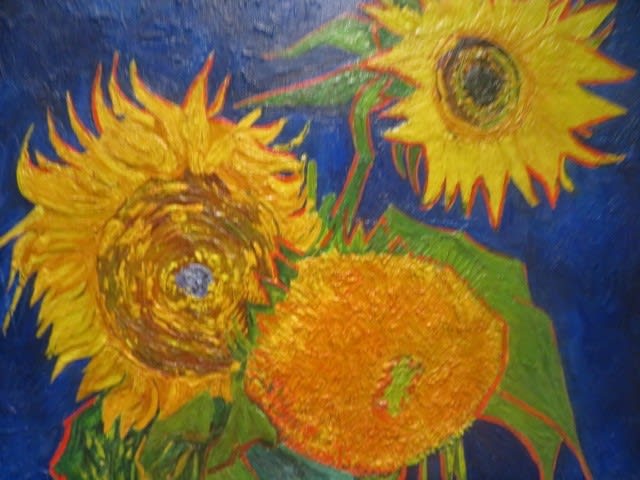 ゴッホのヒマワリ三点セット 油絵の実物大模写(ビッグアート ゴッホのヒマワリ三点セット 油絵の実物大模写(ビッグアート