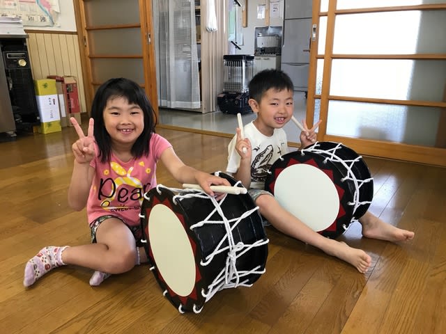 子供会さんさミニチュア太鼓作り』 - 仙北小鷹さんさ踊り保存会～